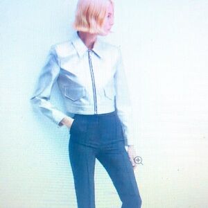 Mango Metallic Silver Cropped Jacket - Sz L